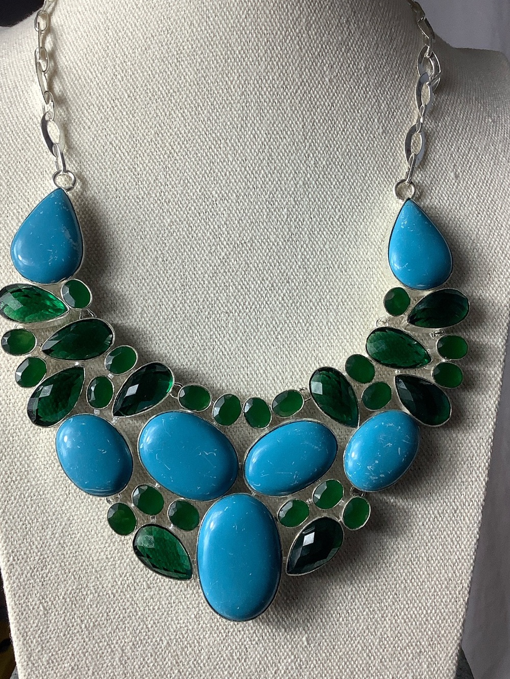 Turquoise & Emerald Statement Necklace by